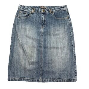 Duplex Blue Jean Skirt Midi Denim Modest Church Home School Size 12